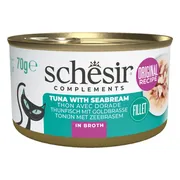 12x Schesir Kattenvoer Tonijn en Zeebrasem in Boullion 70 gr