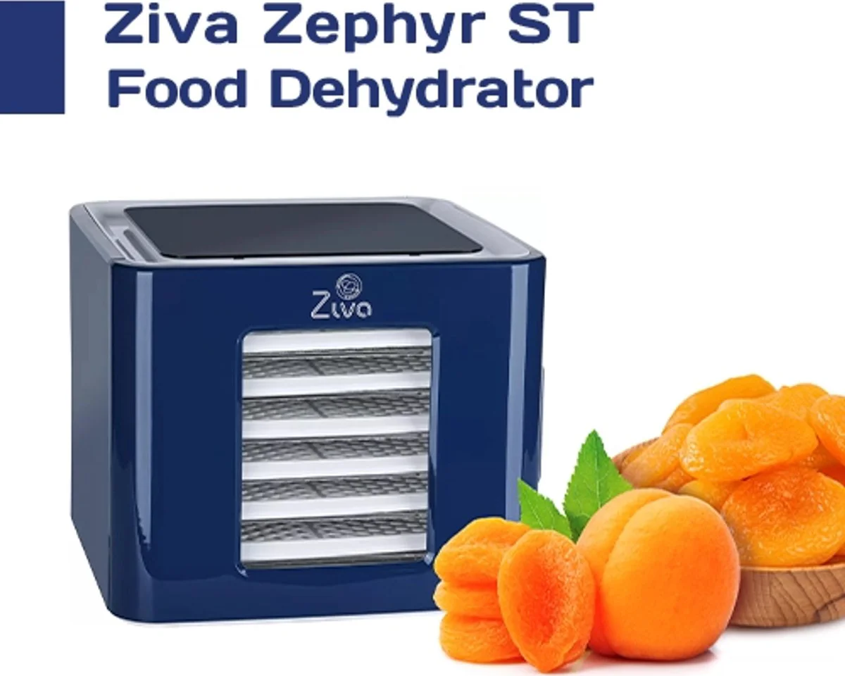 Ziva Zephyr ST voedseldroger RVS | droogoven | dehydrator | 6 roestvast stalen drooglades - perfect voor het drogen van fruit, vlees, kruiden, groente, en meer!