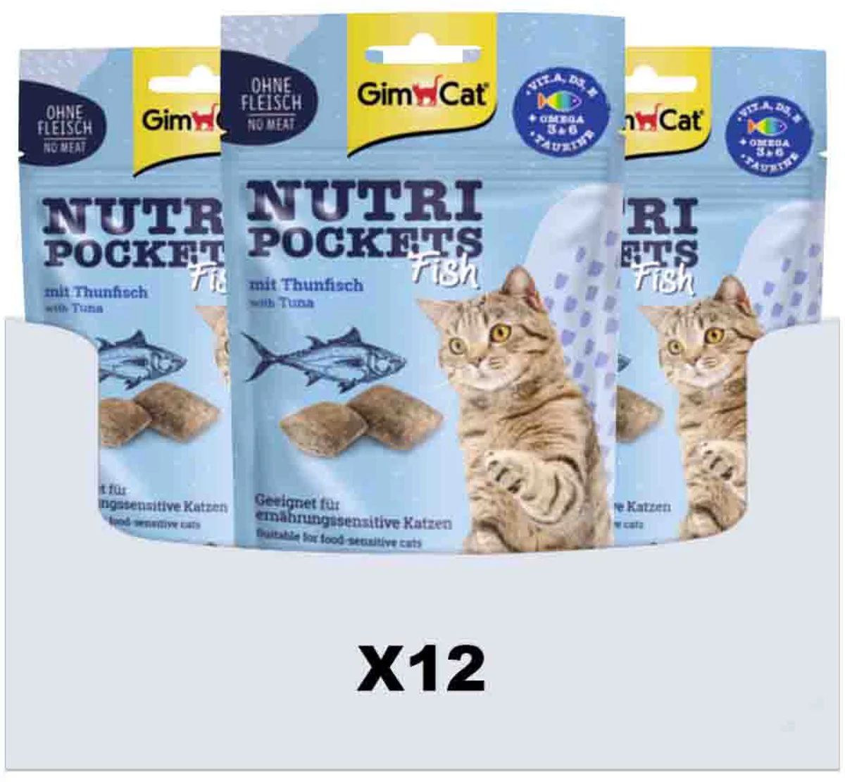 12x GimCat Nutri Pockets Vis met Tonijn 60 gr