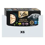 6x Sheba Kattenvoer Nat Filets Kip & Zalm in Saus Multipack 6x60 gr
