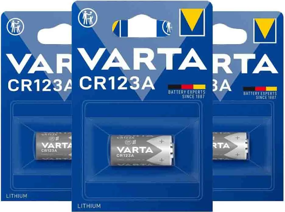 3x Varta Lithium Batterijen Cylindrical CR123A