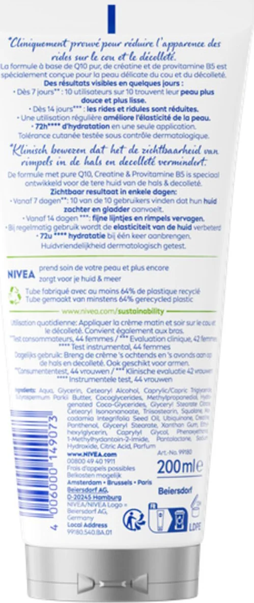 6x NIVEA Anti-rimpel Hals & Decolleté Q10 Crème 200ml