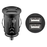 Goobay dubbele USB autolader 24 W met maximaal 4,8 A, 12/24 V, laadt 2 apparaten tegelijk via de sigarettenaansteker, met beveiligingselektronica