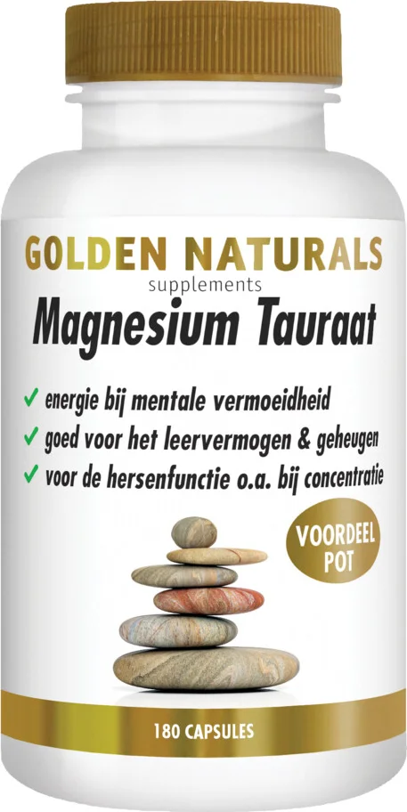 2x Golden Naturals Magnesium Tauraat 180 vegacapsules