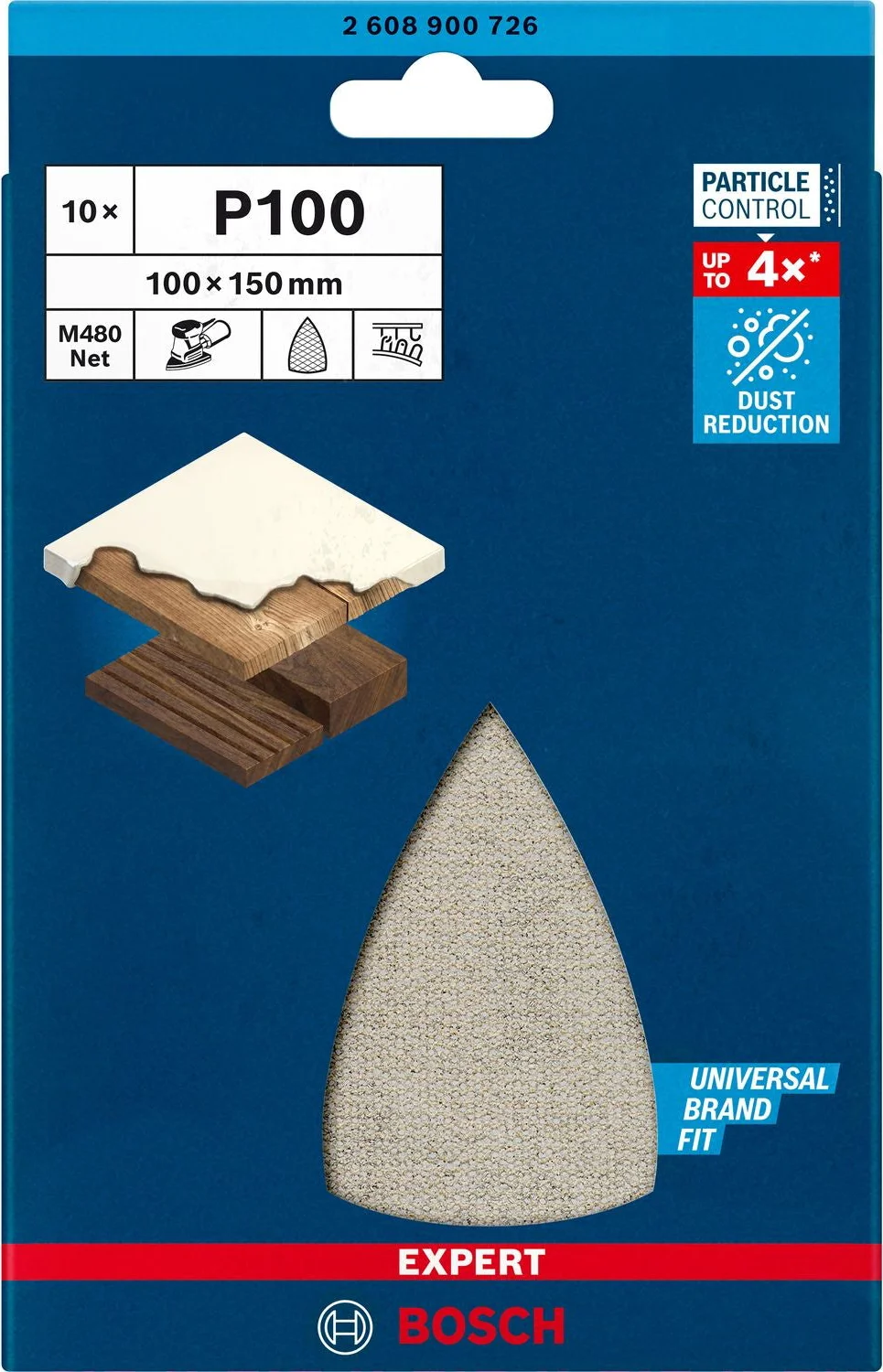 Bosch Professional EXPERT M480 schuurnet universeel 100x150mm K100 VE=10 - 2608900726