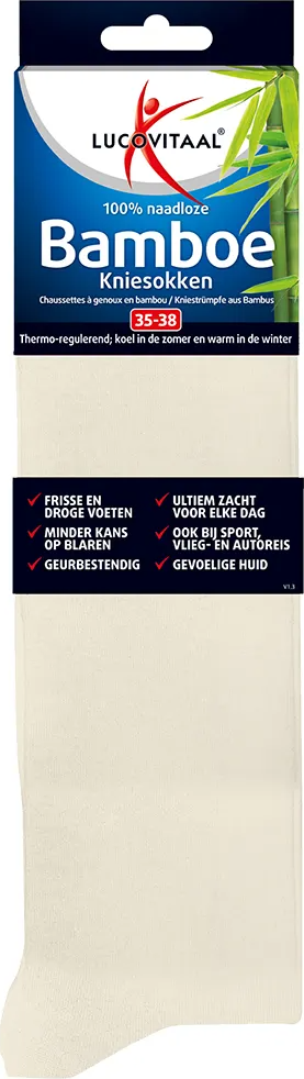 Lucovitaal Bamboe Kniesokken Ecru 35-38 1PR