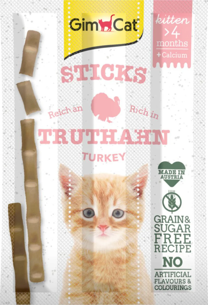24x GimCat Sticks Kitten Kalkoen 3 stuks