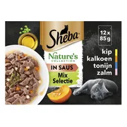 Sheba Nature's Collection Kattenvoer Natvoer Mix Selectie in Saus Maaltijdzakjes 12 x 85 gr