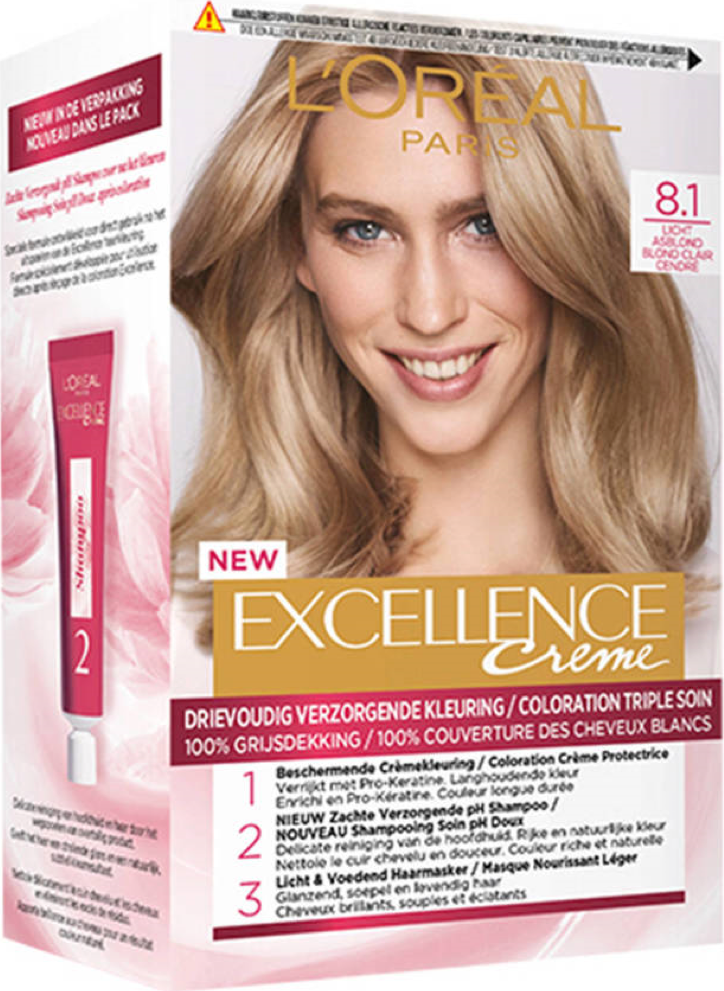L'Oréal Excellence Crème Permanente Crèmekleuring 8.1 Licht Asblond