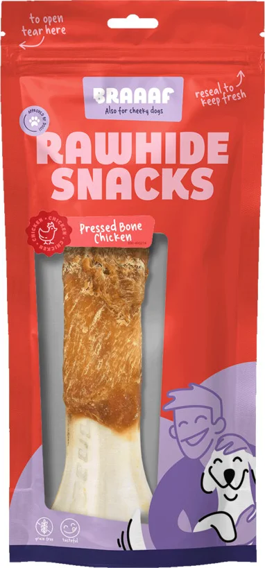 Braaaf Hondensnack Geperst Bot Kip 20 cm 175 gr