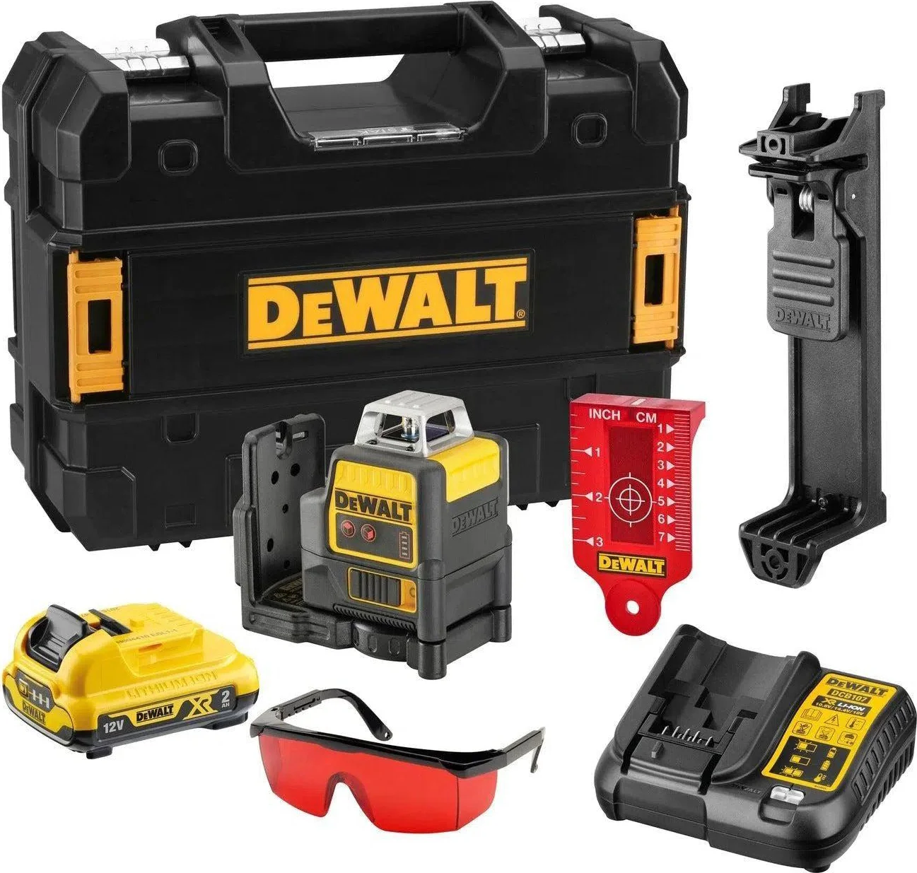 DeWALT DCE0811D1R Zelfnivellerende multi kruislijnlaser rood 12V XR 2.0Ah in TSTAK