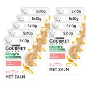 11x Gourmet Nature's Creations Kattensnack Puree Zalm Wortel 5 x 10 gr