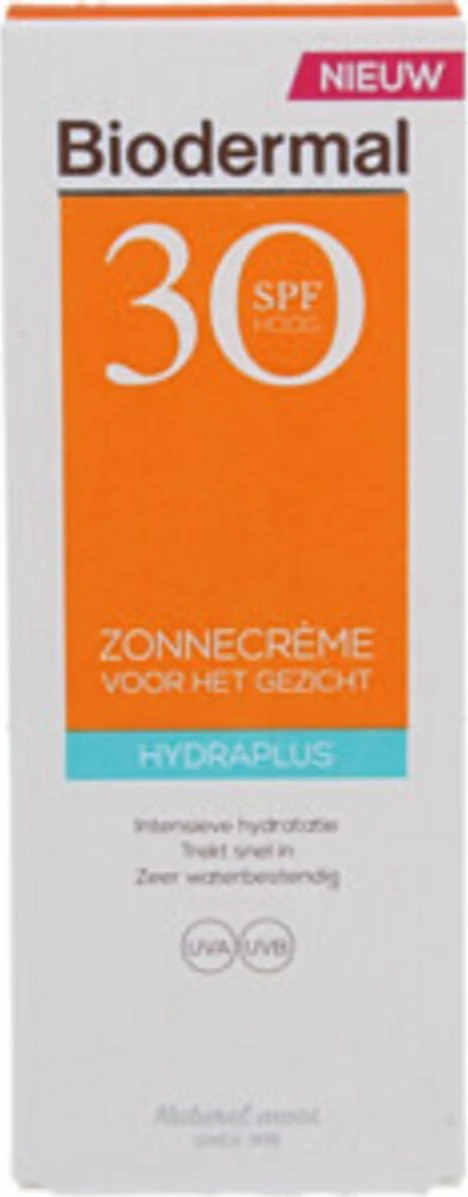 2x Biodermal Zonnecrème Gezicht Hydraplus SPF30 50 ml
