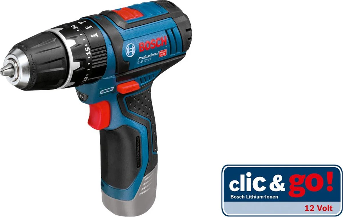 Bosch Professional GSB 12V-15 Accu klop-/schroefboormachine 12V Basic Body in L-Boxx - 06019B690E