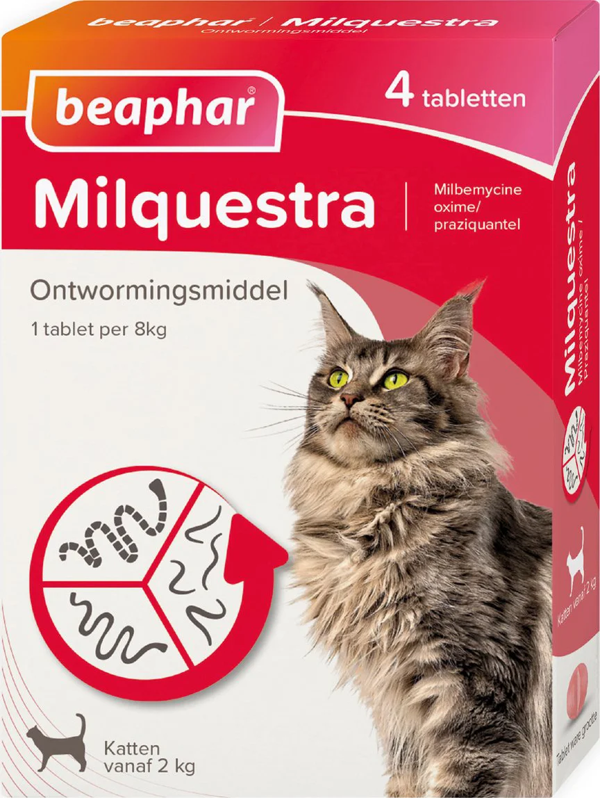 Beaphar Milquestra Ontworming Tabletten Kat 2 - 12 kg 4 tabletten