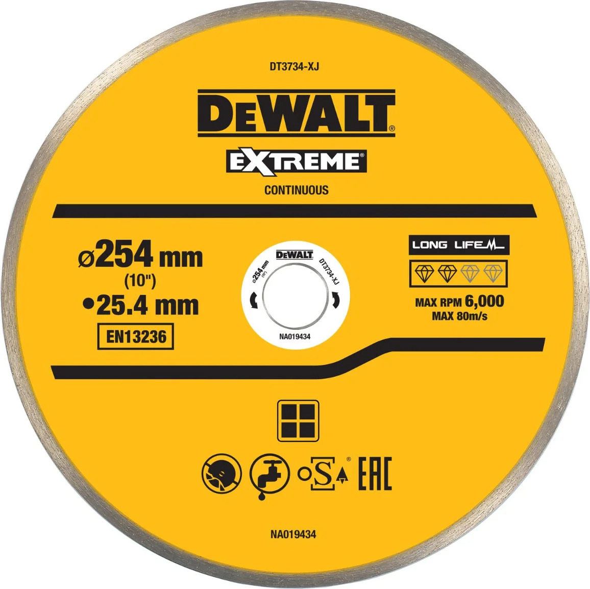 DeWALT DT3734 Diamantzaagblad voor tegels 250x25,4mm