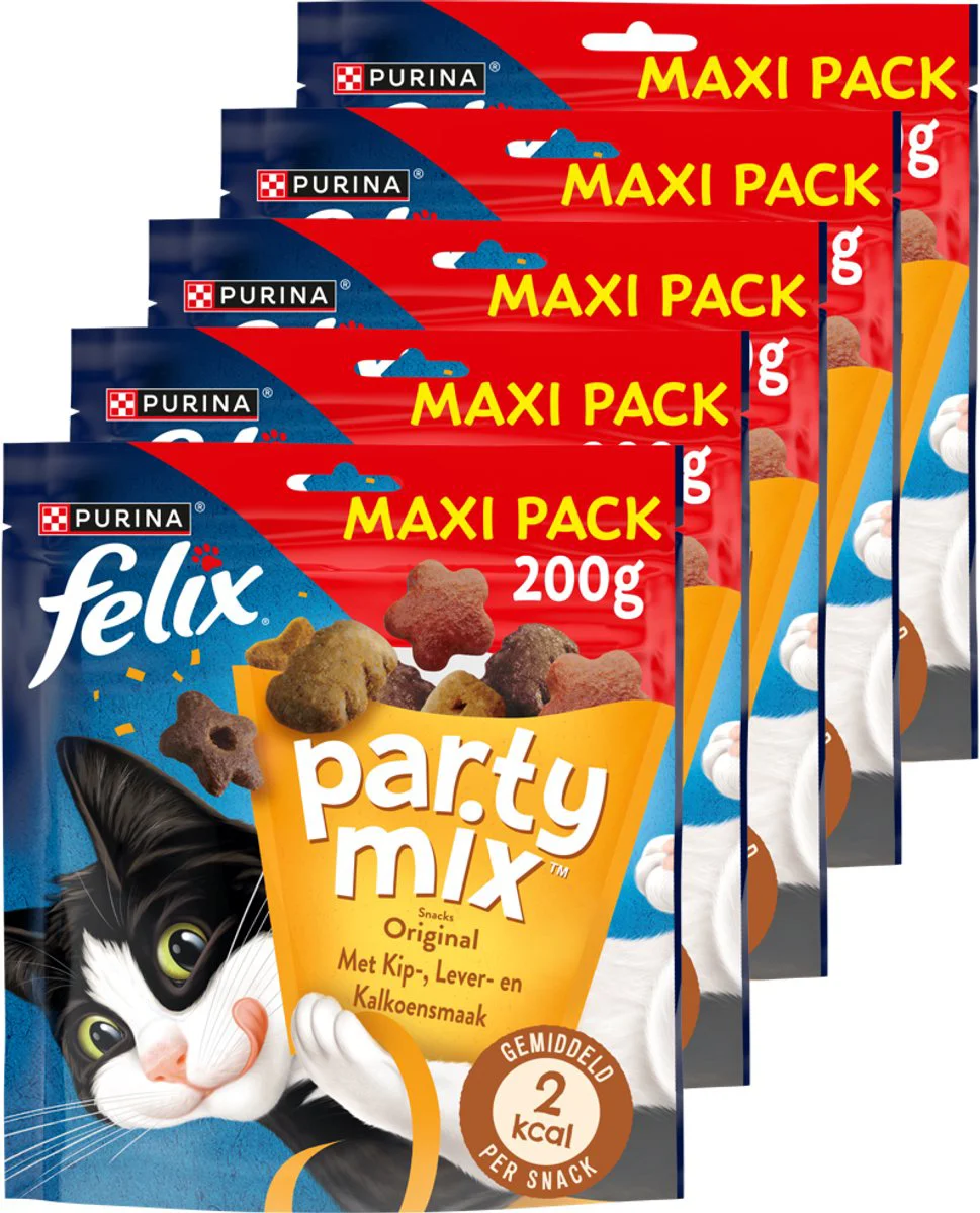 5x Felix Kattensnack Party Mix Original 200 gr