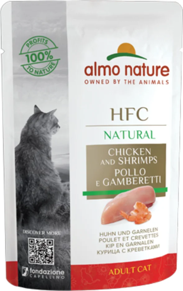 48x Almo Nature HFC Natural Kattenvoer Nat Kip & Garnaal 55 gr