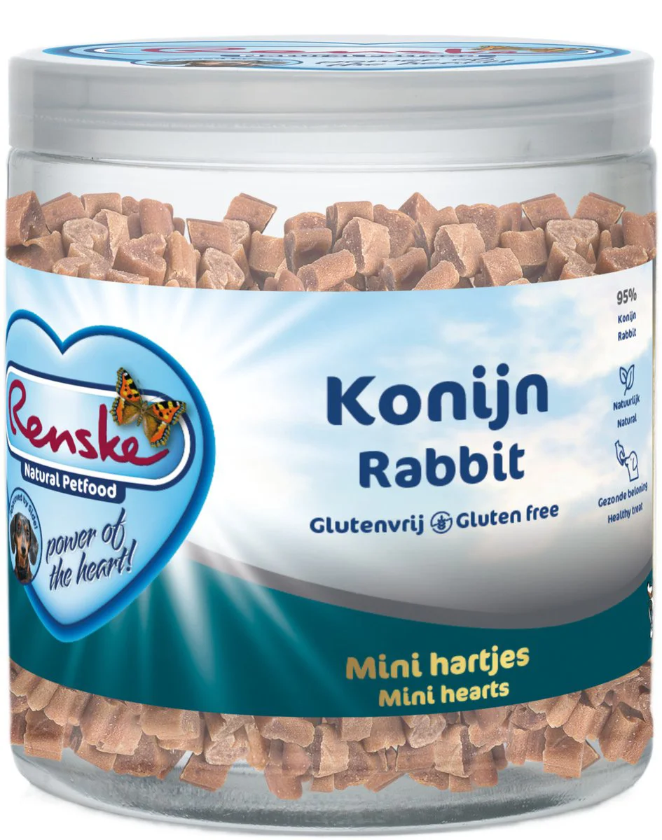 Renske Gezonde Beloning Mini Hartjes Hondensnack Konijn 300 gr