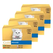 4x Gourmet Gold Kattenvoer Nat Mousse Rund - Konijn - Kalfsvlees - Lam 24 x 85 gr