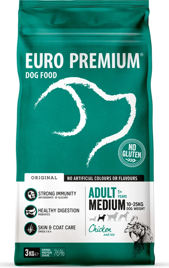 4x Euro-Premium Adult Medium Kip - Rijst 3 kg