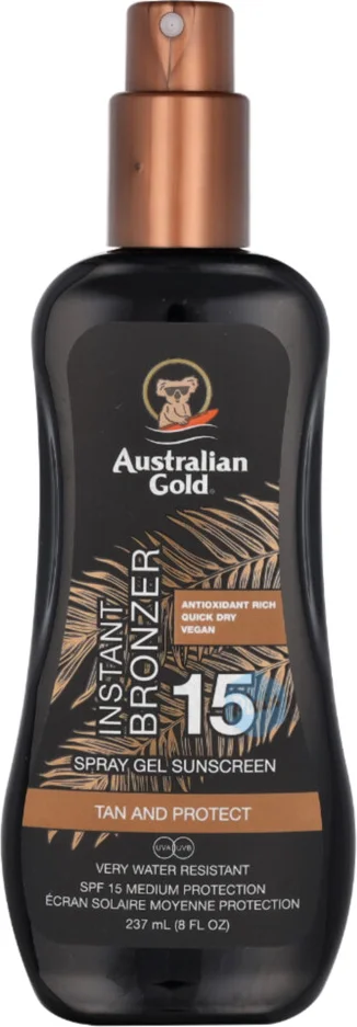 3x Australian Gold Instant Bronzer Zonnebrand Spray Gel SPF 15 237 ml