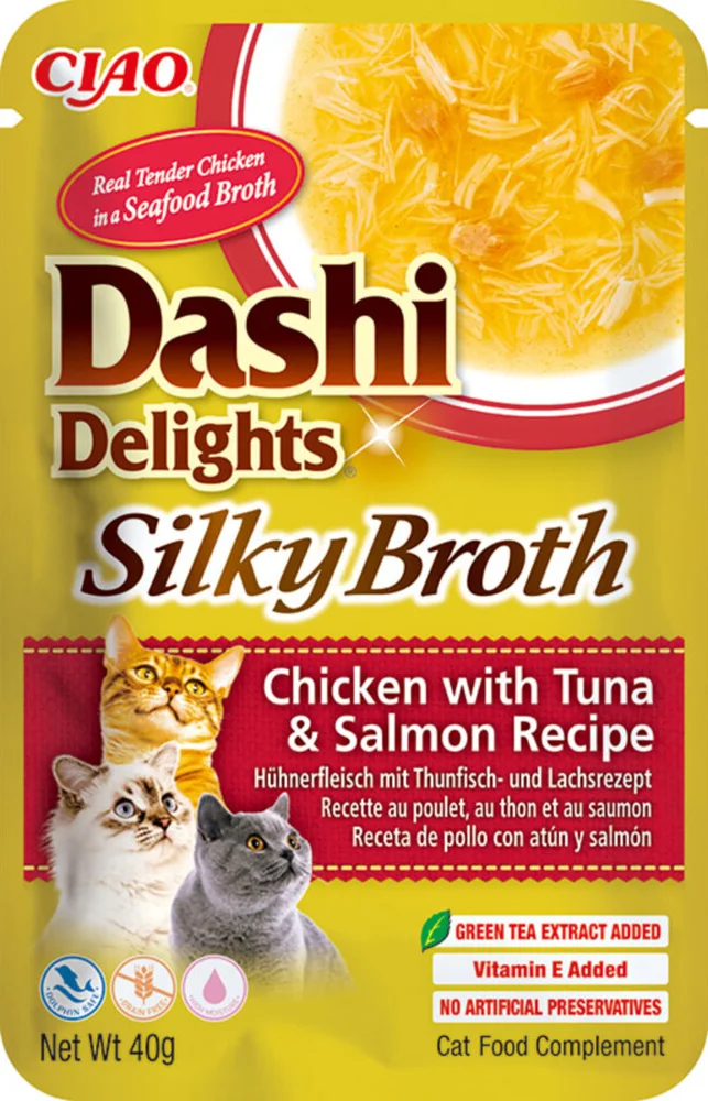 Ciao Dashi Delights Silky Broth Kattenvoer Nat Chicken & Tuna & Salmon 40 gr