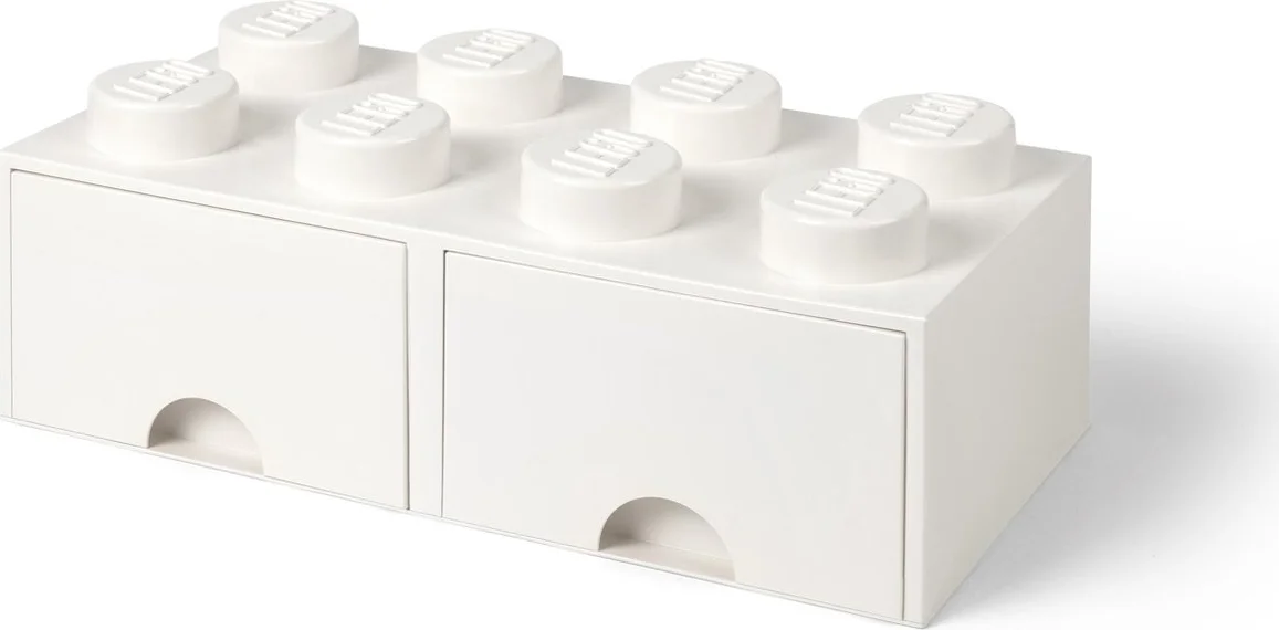 LEGO Opbergsteen met 8 noppen en 2 lades - wit