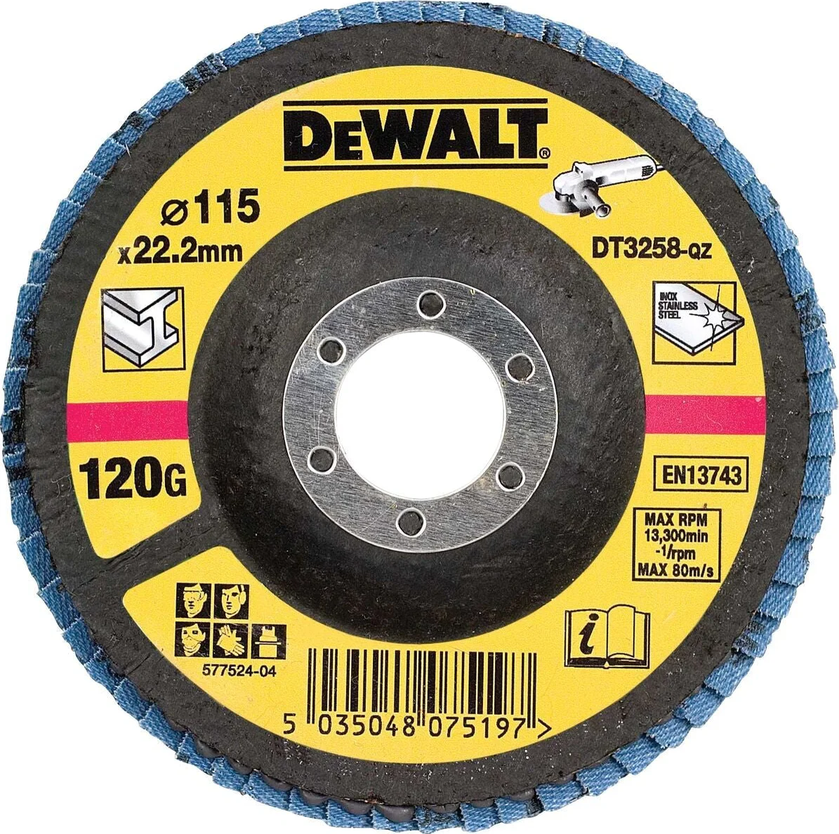 DeWALT DT3258 Lamellenschijf gebogen 115mm K120