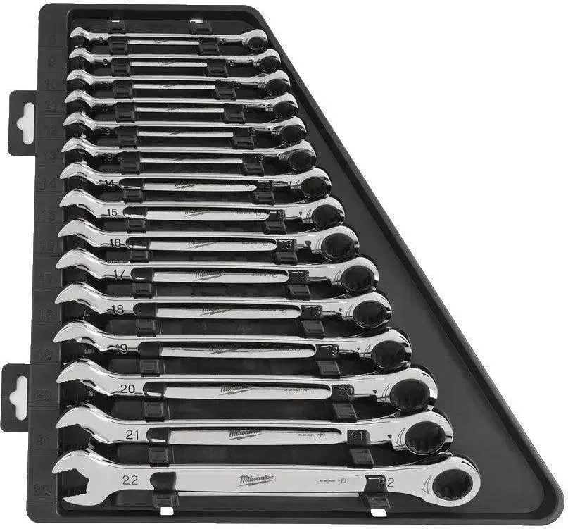 Milwaukee MAX BITE ™ ratelsleutelsets 15 pct Maxbite Ratchet Metric Combinatie Spanner Set - 1 st - 4932464994