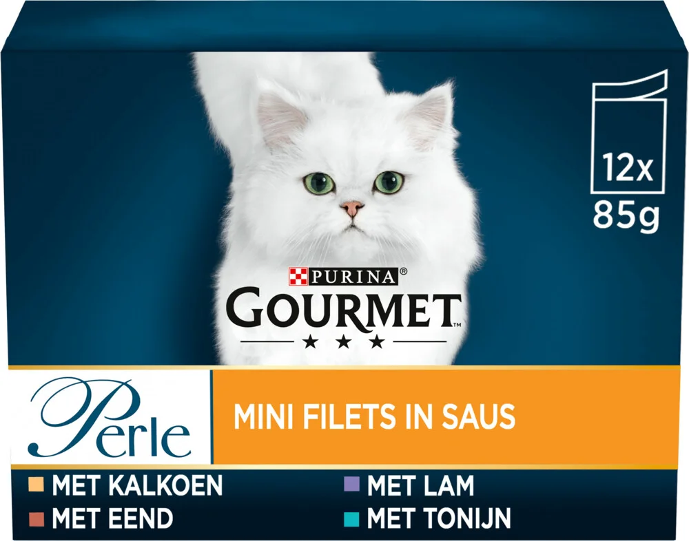 4x Gourmet Perle Kattenvoer Nat Mini Filets in Saus Mix 12 x 85 gr