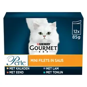 4x Gourmet Perle Kattenvoer Nat Mini Filets in Saus Mix 12 x 85 gr