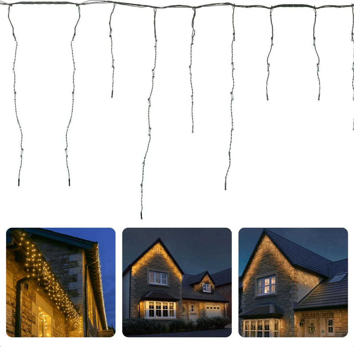 IJspegel Lichtgordijn - 1.70m - 90 LED's - Extra Warm Wit - Soft Wire - Innovatief - 8 Lichtfuncties - IP44 - Binnen & Buiten - Lichtsnoer - Kerstverlichting - Sfeerverlichting - Feestverlichting