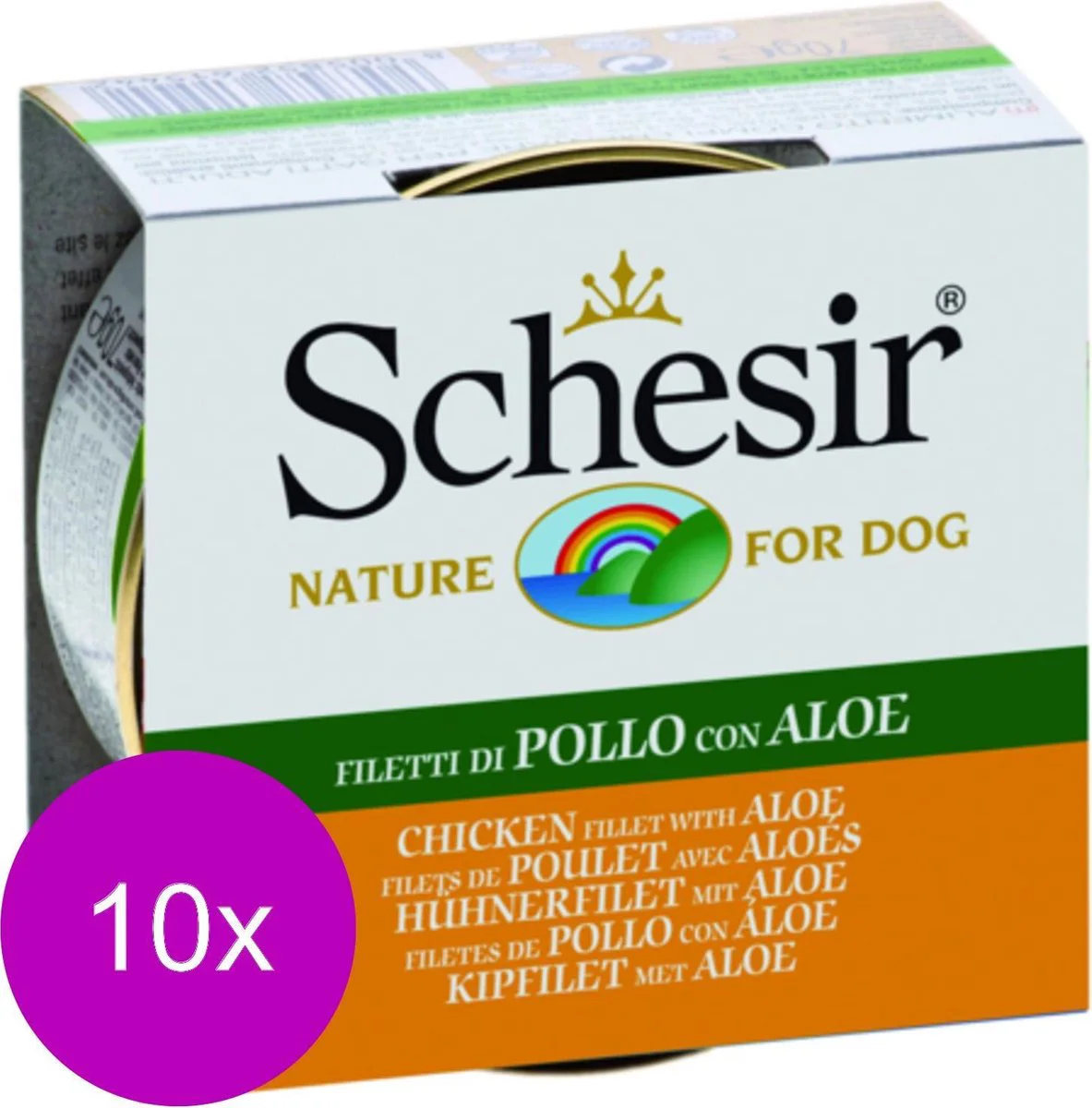 10x Schesir Hondenvoer Nat Blik Jelly Kip en Aloë 150 gr