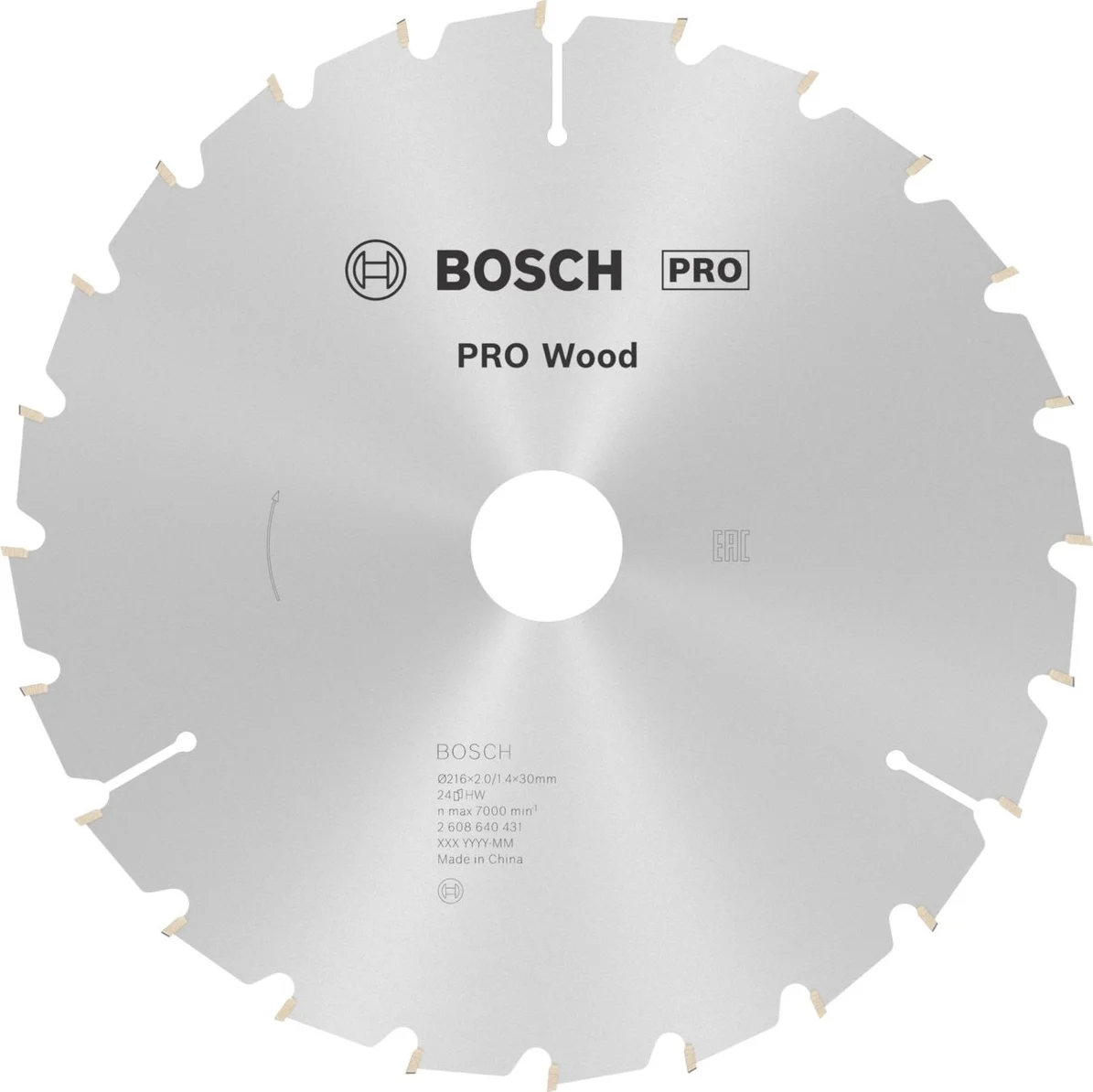 Bosch Professional Cirkelzaagblad PRO Wood | Ø 216 x 2,0 x 30mm 24T - 2608640431