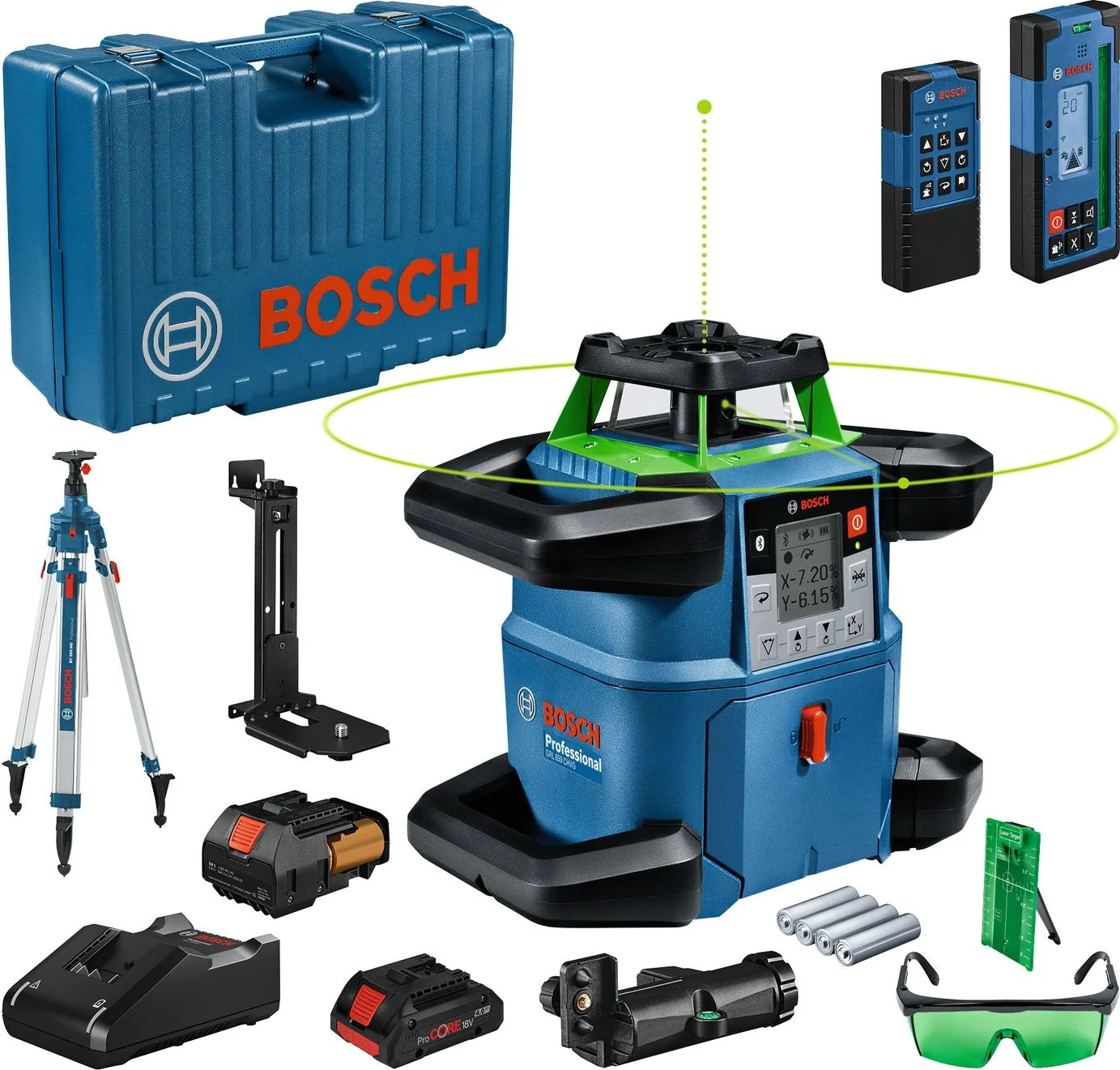 Bosch Professional PRO GRL 650 CHVG + RC 6 + WM 6 + BT 170 HD + GR 500 Rotatielaser groen in koffer - 06159940PR