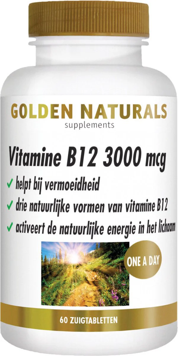 Golden Naturals Vitamine B12 3000mcg Vegan 60 zuigtabletten