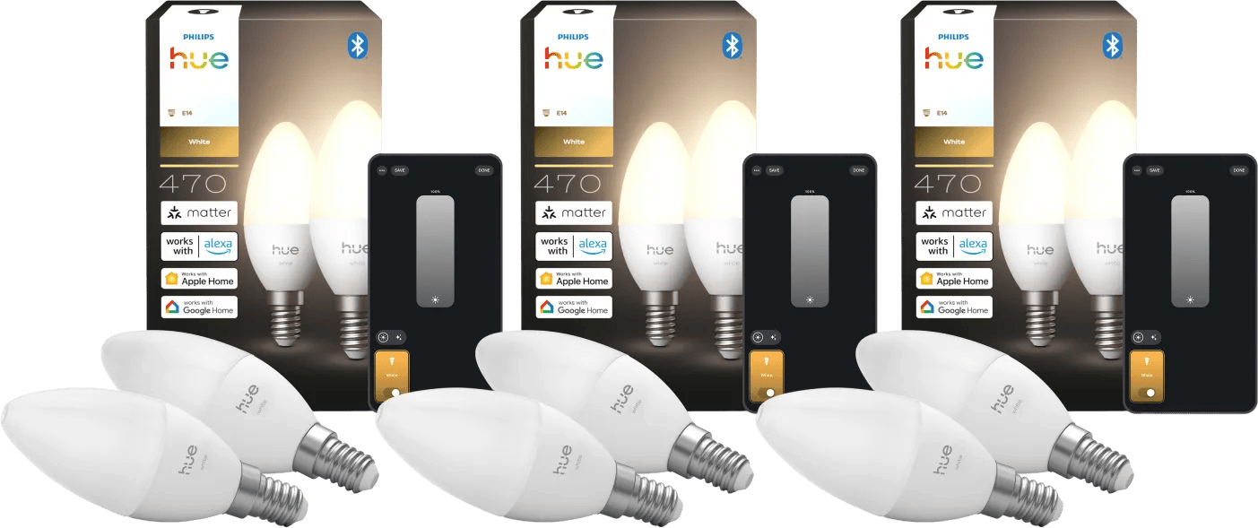 Philips Hue Kaarslamp White E14 6-Pack