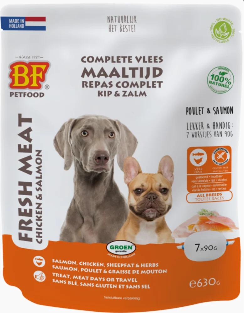 BF Petfood Vleesvoeding Zalm - Kip 7 x 90 gr