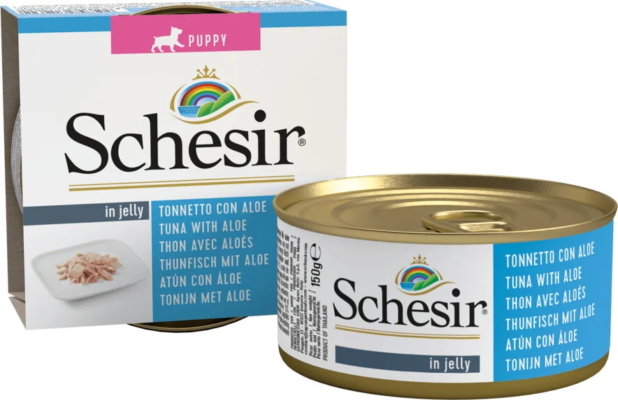 10x Schesir Hondenvoer Puppy Tonijn Aloe in Gelei 150 gr