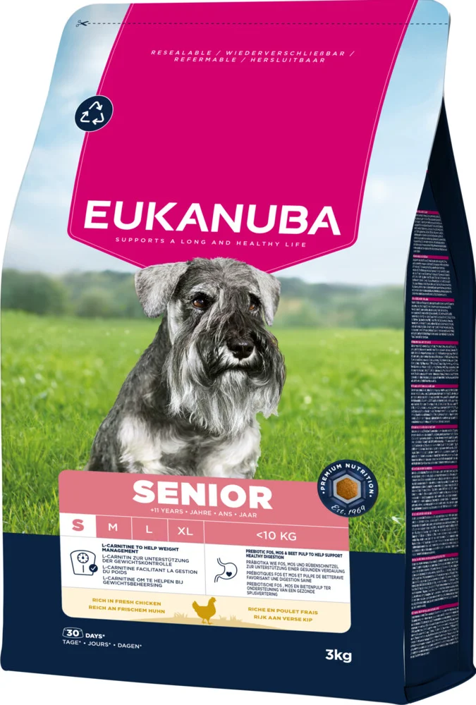 3x Eukanuba Hondenvoer Droog Life Care Dog Senior Small Kip 3 kg