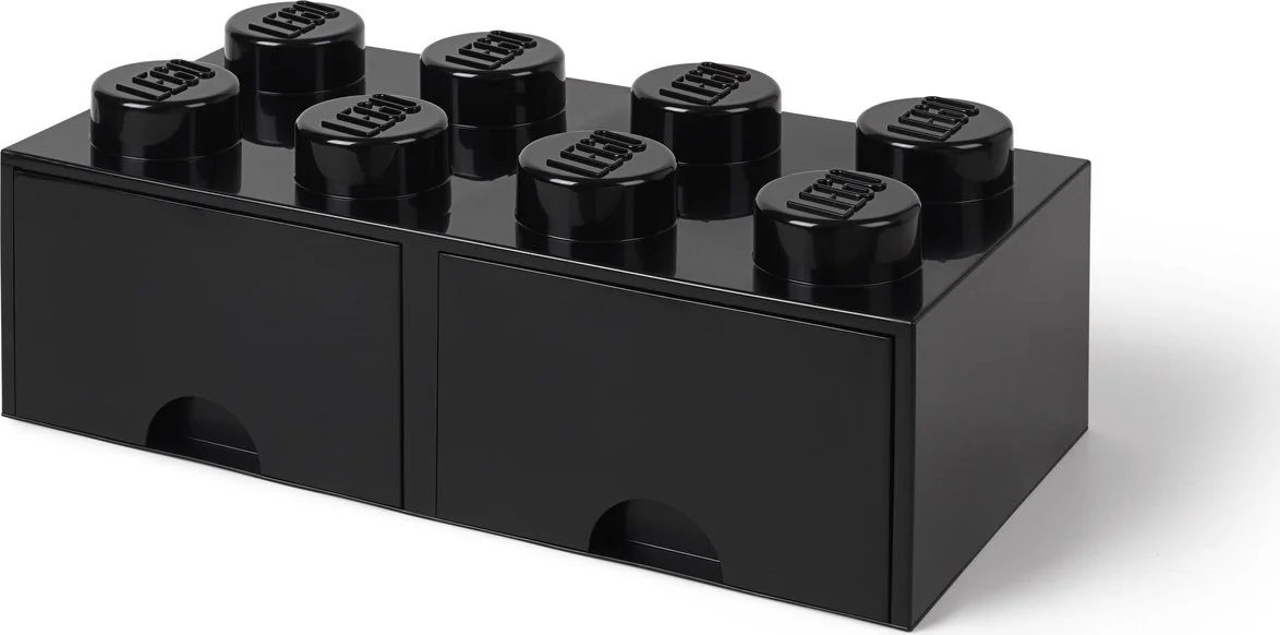 LEGO Zwarte opslagsteen met 8 noppen en 2 lades