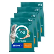 4x Purina ONE Kattenvoer Droog Senior Kip - Volkoren Granen 3 kg