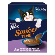4x Felix Kattensnack Sauce Time Kip & Zalm 6x40 gr