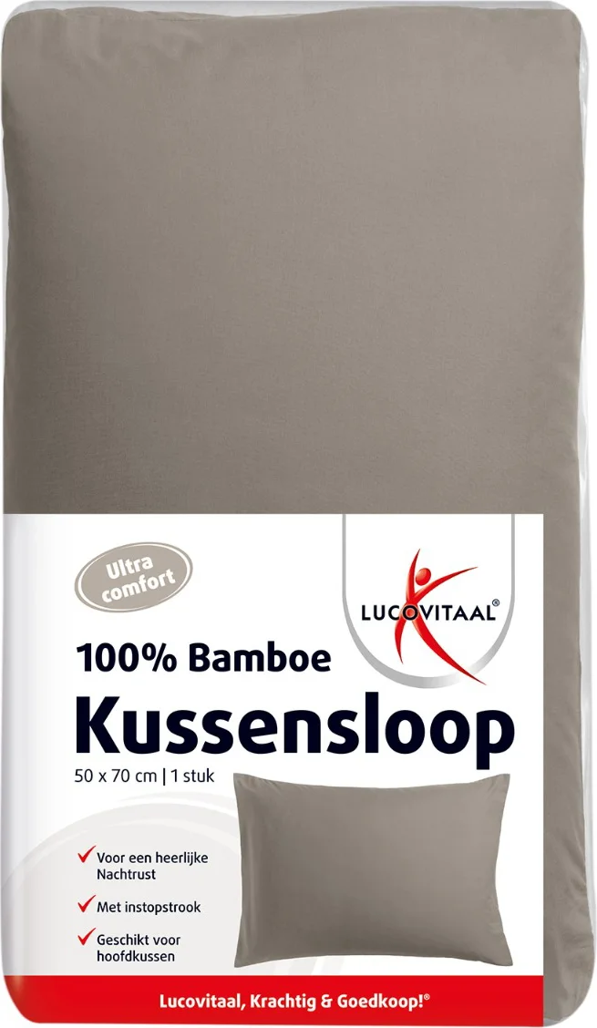 Lucovitaal Kussensloop Bamboe Taupe 50x70cm