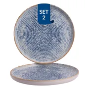 James Cooke - Bord - Azure Vintage - 28 cm - Blauw/Wit - Stoneware - Bordenset - 2 stuks