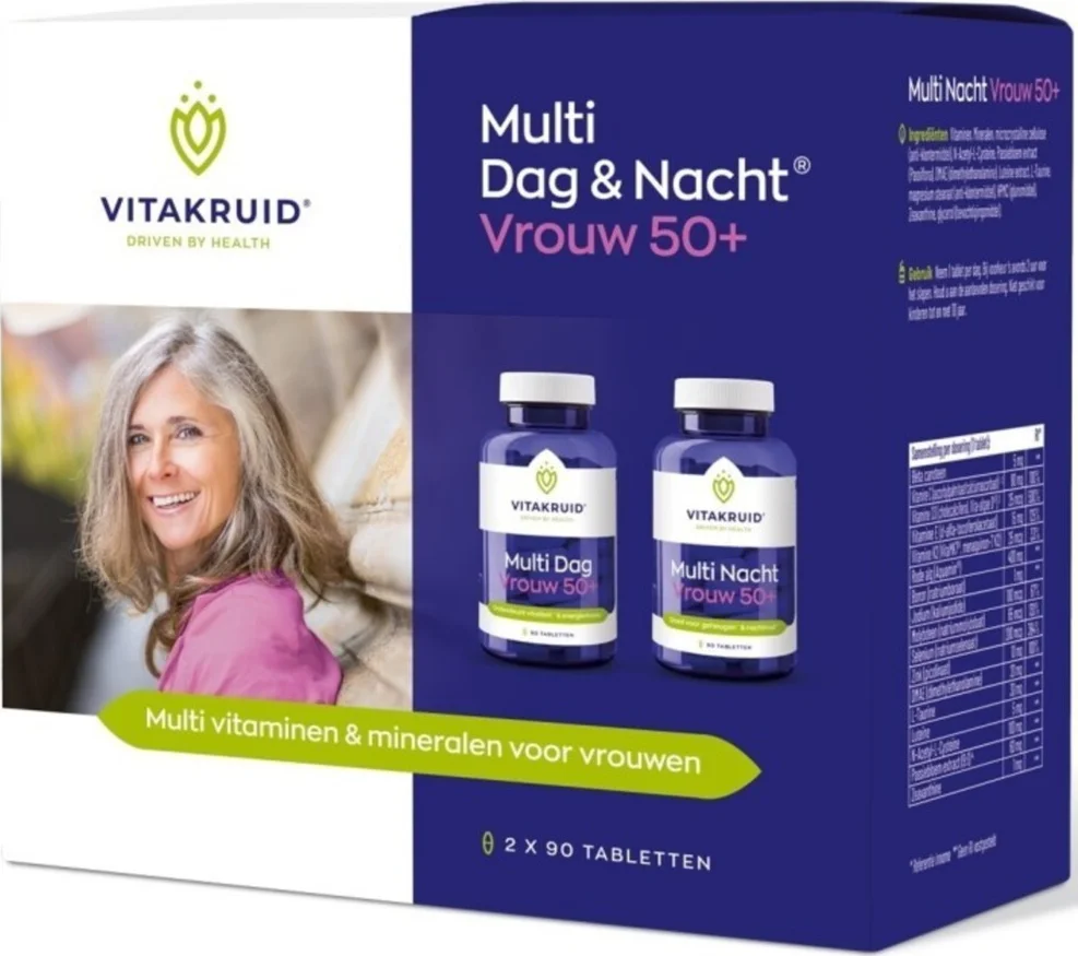 Vitakruid Multi Dag & Nacht Vrouw 50+ 2x90 tabletten