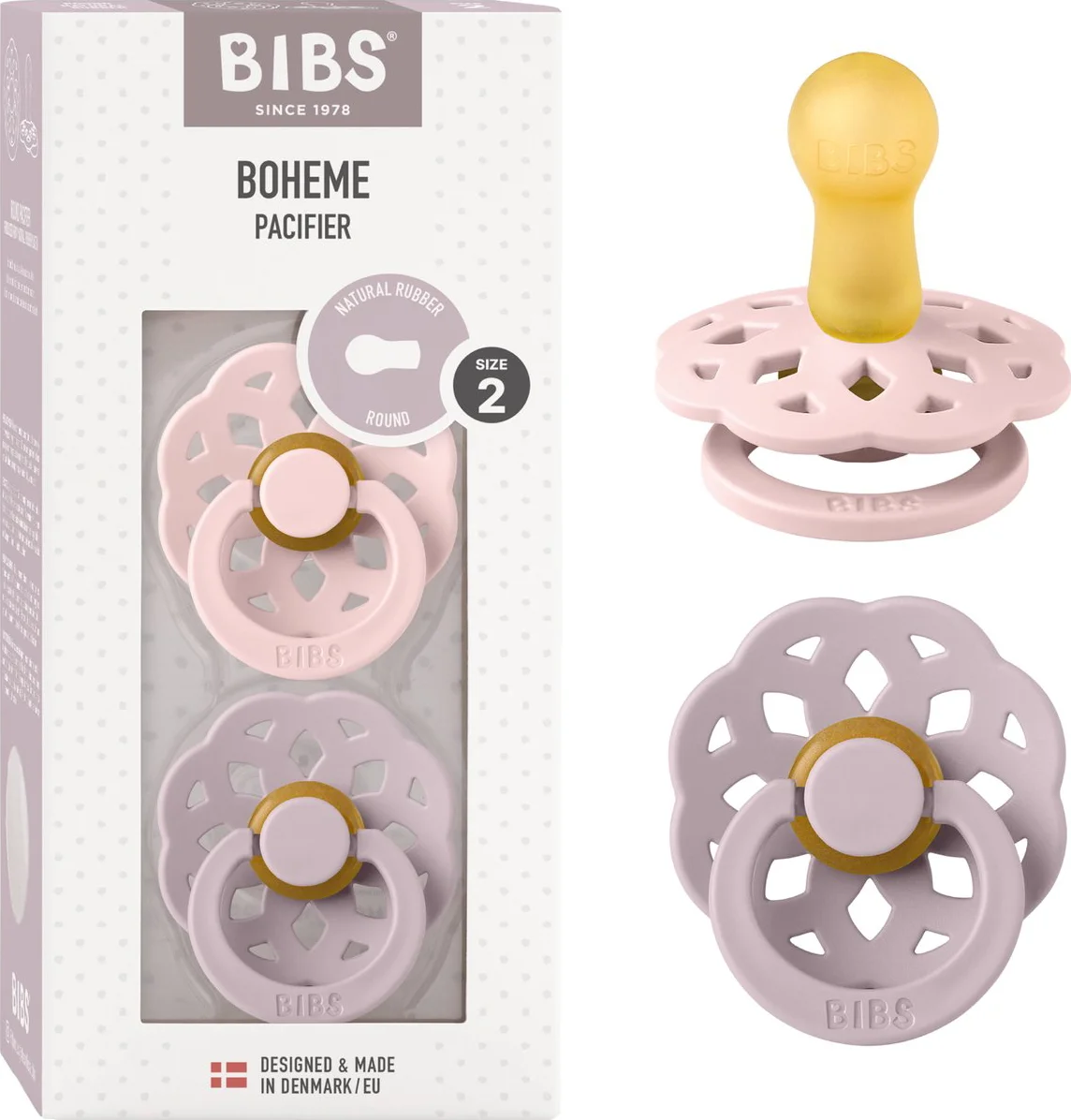 Bibs Fopspeen 6-18 Maanden Blossom/Dusky Lilac 2ST
