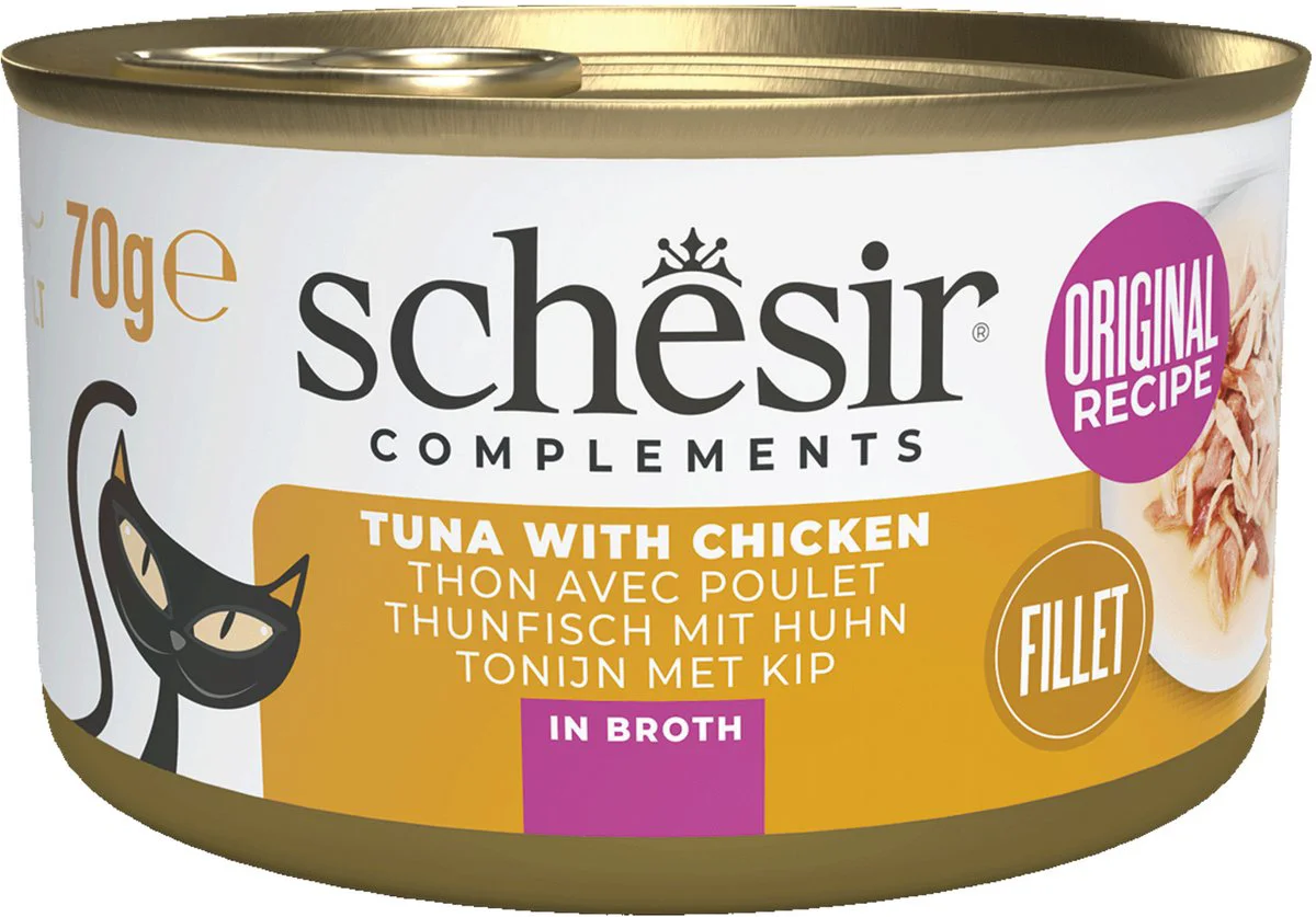 Schesir Kattenvoer Tonijn en Kip in Boullion 70 gr