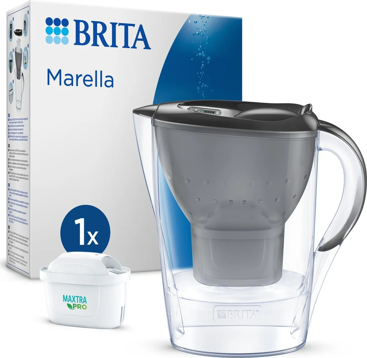 Brita Waterfilterkan Marella Grafiet + 1 Maxtra Filterpatroon 2,4LT